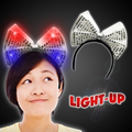 Silver Bow Light Up LED Headband